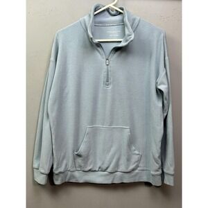 Marc New York Andrew Marc Sweatshirt Mens Small Blue Quarter Zip Waffle Knit